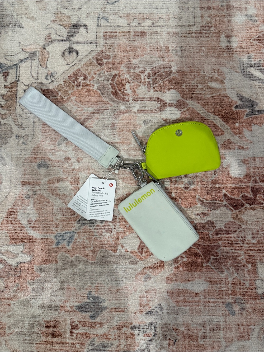 lululemon athletica Dual Pouch Wristlet in Lime and White